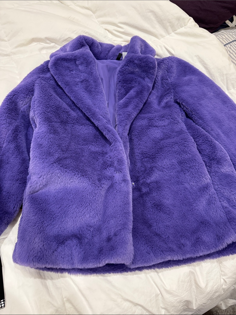 H&M Violet Plush Faux Fur Jacket